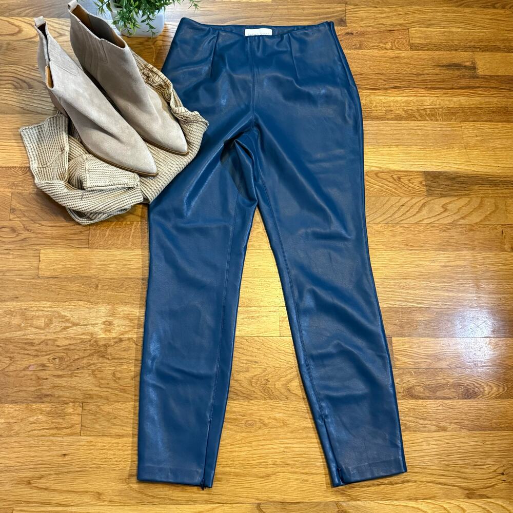 Sachin & Babi Women’s 4 Blue Megan Faux Leather Skinny Leg Pants Biker Retro